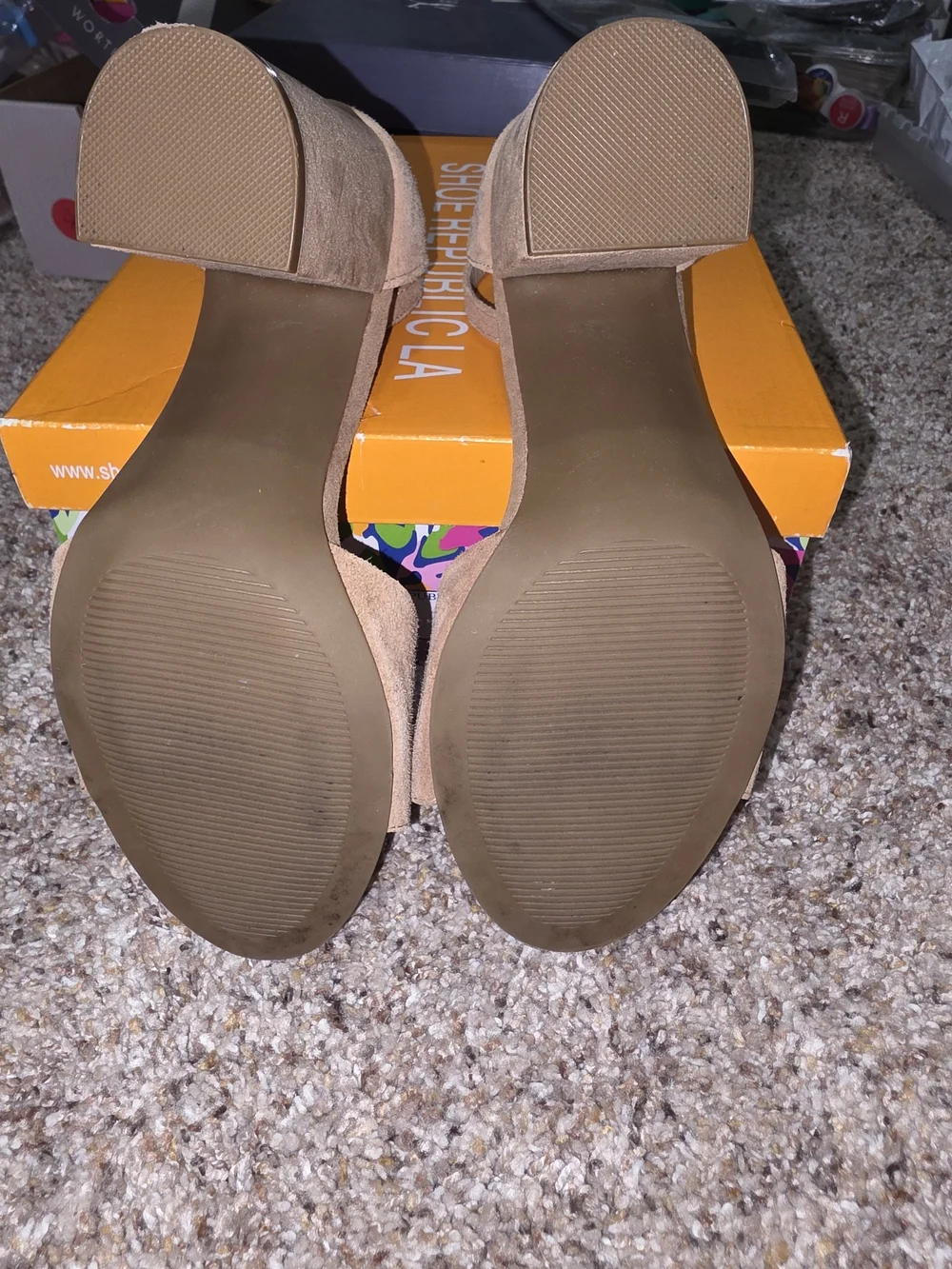 Steve Madden Tan Suede Ankle-Strap Block Heel Sandals
